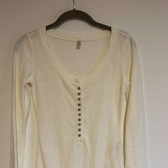 Intimately Free People Henley Bodysuit XS Cream Waffle Thermal Knit Softgirl - Picture 3 of 14